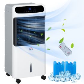 32" Evaporative Air Cooler with 3.2 Gal Water Tank, 60° Oscillating, 3-In-1 Ice Cooling Fan, Portable Swamp Cooler with Humidifier for Home Offi (Option: White-430x383x830 mm)