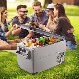 Portable Refrigerator 37 Quart(35 Liter),12 Volt Refrigerator App Control(-4℉~68℉), Car Refrigerator Dual Zone With 12/24v DC & 110-240v AC For C (Option: Black)